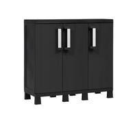 Avilia Mobiletto Basso con 3 Ante e 2 Ripiani Regolabili - Armadio Multiuso per Interni ed Esterni, in Materiale Riciclato, 97x37x93cm, Nero