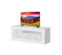 Avilia Mobiletto da TV con con Foro Passacavi Integrato - Design a 2 Ante e Scomparti Portaoggetti, in MDF, 42x139x53cm, Bianco