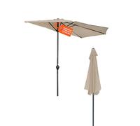 Avilia Ombrellone da Giardino a Mezzaluna 2,7x2,3m Tortora con Manovella e Soffietto Antivento - Ombrellone da Parete in Alluminio con Telo in Poliestere per Esterni