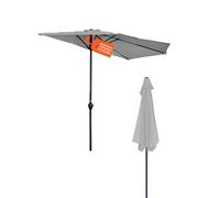 Avilia Ombrellone da Giardino a Mezzaluna Grigio 2,7x2,3m con Manovella e Soffietto Antivento - Ombrellone da Parete in Alluminio e Poliestere per Esterni
