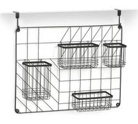 Avilia Organizer Cucina | Organizer Bagno | Organizer Appendibile | Organizer da Porta | Organizer in Metallo | Organizer da Doccia, Camera o Cucina con 5 Cestini in Metallo Nero 12x46x60cm