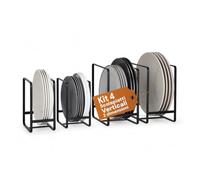 Avilia Organizer Cucina Set 4 - Scolapiatti Verticale in Metallo 2 Misure, Organizer Stoviglie Piatti Padelle Taglieri, Organizzatore Cucina Antiscivolo Salvaspazio, Portautensili Cucina