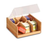 Avilia - Organizer in Bambù 6 Scomparti, 10x22x21 - Contenitore Compatto Multiuso - Tè, Tisane e Capsule Caffè - Portaoggetti Eco, Cucina, Ufficio e Bagno, Box Idea Regalo