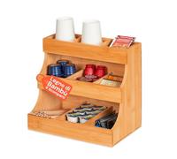 Avilia - Organizer in Legno di Bambù, 9 Scomparti Multiuso, Supporto Capsule Caffè, Bustine di Tè e Bustine di Zucchero - Contenitore Salvaspazio per Cucina, Ufficio e Bagno