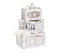 Scatola in Legno Bianco: Organizer per Libri - Scatola in Legno per Riviste - Organizer Salotto - Scatola per Organizzazione Armadio - Organizer Giochi - 35x25x20 cm, Bianco