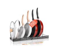 Avilia - Organizer Lavello Cucina Estensibile in Acciaio Inox con da Appoggio, Ideale per Coperchi, Padelle e Organizzazione Cucina Salvaspazio