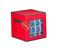 Avilia - Organizer per 64 Palline di Natale in TNT 30x30x30 cm con Finestra Frontale Trasparente, Scomparti Modulari e Zip Robusta per Decorazioni Natalizie Facile da Riporre e Trasportare