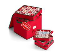 Avilia - Organizer per Palline di Natale in Tessuto Oxford Pieghevole 32x32x32 cm con 4 Scomparti Modulari per 64 Decorazioni, Protezione Antipolvere e Facile da Riporre sotto Letto o in Armadio