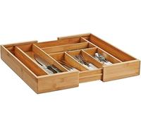 Avilia Organizer Portaposate - Cassetto Portaposate Estendibile in Bambù con 6-8 Scomparti, 28x28x8cm