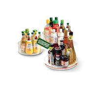 Avilia - Organizer Rotante 360° in PET Trasparente Set 3 Pezzi, Portaspezie Salvaspazio per Cucina e Bagno, Barattoli Condimenti Flaconi Sempre Visibili e Accessibili