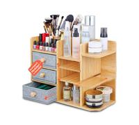 Avilia - Organizer Scrivania in Bambù Salvaspazio con Cassetti e Ripiani Regolabili Impermeabili, Organizzatore Scrivania Multiuso per Ufficio e Bagno, con Struttura Compatta e Design Moderno