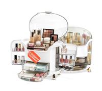 Avilia - Organizzatore Make Up Trasparente con Cassetti e Scomparti Regolabili per Trucchi e Accessori | Struttura Antipolvere, Impermeabile e Facile da Pulire per Organizer Bagno o Toeletta