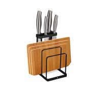 Avilia Organizzatore per Coltelli e Taglieri - Portacoltelli con 2Scomparti e 15 Slot, in Acciaio, Antistatico e Antiruggine, 16x12x22 cm, Nero
