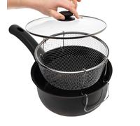 Avilia Padella Antiaderente per Friggere, 24 cm, in Acciaio Inox, con Cestello, Coperchio in Vetro e Termostato Regolabile, Lavabile in Lavastoviglie, Ideale per Patate, Pollo, Carne, Pesce