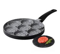 Padella Grill Antiaderente con Capacità di 7 Hamburger - Padella per Pancake ed Hamburger di Carne e Vegetariani, in Alluminio, 26cm