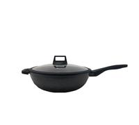 Avilia Padella Wok Antiaderente per Induzione 32 cm con Coperchio e Presina in Silicone - Perfetta per Cucina Asiatica e Frittura ad Immersione - Idea Regalo Chef Elegante e Funzionale