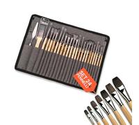 Avilia Pennelli per Dipingere Set 24 - Set Pennelli Pittura Professionali Nylon Anticaduta, Pennelli Acquerello, Acrilico, Olio e Gouache, Manico Legno, Set Pennelli Pittura Professionali con Custodia