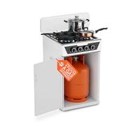 Avilia - Piano Cottura 4 Fuochi Gas da Appoggio con Vano Portabombola Integrato, Cucina a Libera Installazione per Interni ed Esterni, Struttura Robusta Compatta e Facile da Usare Bianco