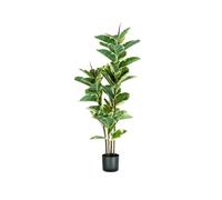Avilia Pianta di Ficus Elastica Artificiale in Polietilene con 54 Foglie, 145 cm, Vaso con Muschio, Pianta Decorativa da Interno per Soggiorno e Appartamento, Design Realistico