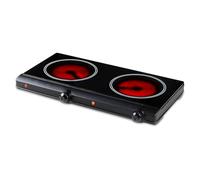 Avilia - Piastra Elettrica per Cucinare con Doppia Piastra 2400W Regolabile, Riscaldamento Rapido a Infrarossi, Compatta per Casa e Viaggi, Base Antiscivolo e Facile da Usare