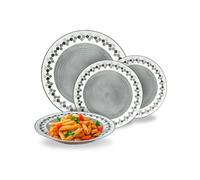 Avilia Piatti - Set Piatti Moderni 18 Pezzi in Porcellana con Decoro Kalos, Servizio Elegante per 6 Persone