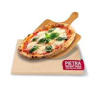 Avilia - Pietra Refrattaria con Pala in Legno Inclusa per Pizza, Resistente fino a 800°C, Cottura Uniforme e Croccante in Forno o Barbecue, Ideale per Pizza Fatta in Casa