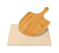 Avilia - Pietra Refrattaria per Pizza Resistente fino a 800°C con Pala in Legno Inclusa, Cottura Uniforme e Croccante in Forno o Barbecue, Ideale per Pizza Fatta in Casa