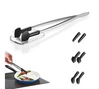 Avilia Pinza Multifunzionale 3 in 1 da Cucina in Acciaio Inox 30 cm - Punte in Nylon Resistenti al Calore fino a 220°C, Con Coperchio Trasparente e Vassoio, Perfetta per Cucinare e Grigliare