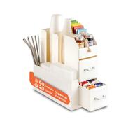 Avilia Portacapsule 9 Scomparti e 2 Cassetti - Fino a 60 Capsule e 20 Cialde - Porta cialde caffe - Salvaspazio, Multiuso, Pratico - 13,9x31x28,7cm - Ideale per Cucina, Ufficio o Soggiorno (Bianco)