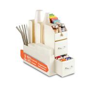 Avilia Portacapsule e Cialde da Caffè con 9 Scomparti e 2 Cassetti - Organizer Salvaspazio per 60 Capsule e 20 Cialde - Box Porta Cialde per Cucina e Ufficio - 13,9x31x28,7 cm - Bianco