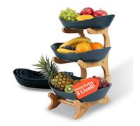 Avilia Portafrutta 3 Livelli in Bambù - Porta Frutta da Tavolo con 3 Cestelli, Fruttiera Multilivello Salvaspazio, Organizer Cucina per Frutta Snack e Pane, Centrotavola Moderno