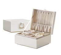 Avilia Portagioie e Portagioielli Donna in Velluto, Coperchio Trasparente, Base Fluttuante, 4 Scomparti Rimovibili, Ganci Collane, Organizer Gioielli MDF Pelle PU, Idea Regalo Compleanno Anniversario