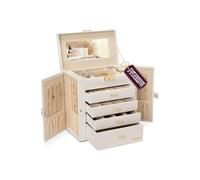 Avilia - Portagioie con Specchio e 4 Cassetti per Donna in Stile Moderno, Porta Gioielli Capiente e Antigraffio con Scomparti Regolabili, Ideale come Idea Regalo Elegante e Funzionale