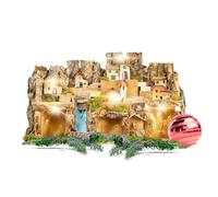 Avilia Presepe Napoletano Artigianale in Sughero 80x50x45cm con Luci a Batteria - Realizzato a Mano con Materiali Resistenti e Durevoli è Ideale per Decorazioni Natalizie Magiche in Ogni Ambiente