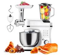 Avilia Robot da Cucina Planetaria 1900W con Tritacarne e Frullatore - Ciotola in Acciaio Inox da 6,5L - 6 Velocità e Funzione Pluse - Ideale per Impasti, Frullati e Tritature