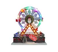 Avilia Ruota Panoramica Animata, Giostra Natalizia con Luci LED Colorate | Joywheel per Villaggio Natalizio, Musica, Decorazione Dipinta a Mano a Batteria per Casa, Tavolo o Regalo Festivo Unico