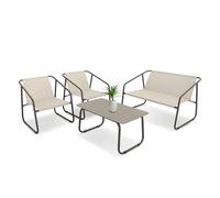 Avilia Salotto da Giardino Esterno Nizza - Set Tavolo e Sedie da Esterno con Divano, 2 Poltrone e Tavolo in Vetro Temperato, Set Giardino Esterno Elegante, Arredo Giardino per Esterno 4 Posti