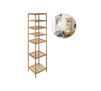 Avilia Scaffale a Colonna con 6 Mensole per Bagno - Mobile Portaoggetti con 6 Ripiani per Camera e Salotto, in Bambù, 35x32x145cm