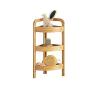 Scaffale Angolare a 3 Ripiani Ideale per Cucina o Bagno - Mensola Angolare Moderno e Resistente all'Umidità, Salvaspazio, in Bambù, 33x23x61cm