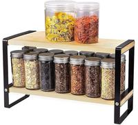 Avilia Scaffale da Appoggio in Bambù a 2 Mensole, 40x35x17,5 cm, Nero e Marrone, Mensola Multifunzionale per Cucina, Bagno e Ufficio, Portaoggetti e Portaspezie