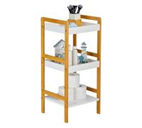 Avilia Scaffale in Bambù Bianco 3 Ripiani - Mobiletto Salvaspazio Multifunzione per Bagno, Cucina, Camera, 36x33x80cm, Design Elegante