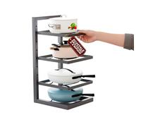 Avilia - Scaffale Metallo 4 Ripiani Regolabili - Organizer Multiuso Cucina - Pentole, Padelle e Piatti - Alzatina Salvaspazio per Dispensa e Piano di Lavoro, 5kg Capacità
