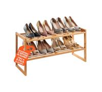 Avilia Scarpiera 2 Ripiani in Bambù 70x27x28cm - Salvaspazio Facile e Rapido da Montare - Ogni Ripiano può Contenere fino a 4 Paia di Scarpe - Ideale per Piccoli Spazi, Corridoi e Ingressi
