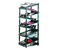 Avilia Scarpiera per 10 Paia di Scarpe - Porta Scarpe Estendibile con Zip, Plastica Resistente, 36x30x65 cm, Nero