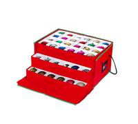 Avilia - Scatola Porta Addobbi di Natale con 3 Cassetti Estraibili per 72 Palline di Natale, Struttura Rigida in TNT 51x35x24 cm, Zip Robusta e Etichetta Trasparente per Conservazione Ordinata