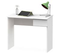 Avilia Scrivania Salvaspazio con Cassetto in Legno Bianco - Scrivania con Ampia Superficie per Lavoro e Studio - Scrivania per PC, Ufficio o Camera da Letto con Dimensioni 90x60x80cm