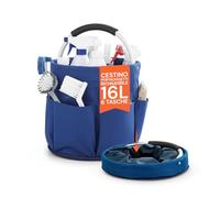 Avilia Secchio Pieghevole Multiuso 16 Litri - Organizer con 6 Tasche Esterne Porta Detersivi - Cesto Salvaspazio Impermeabile per Pulizie Casa, Lavaggio Auto e Campeggio - Design Compatto e Robusto