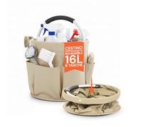 Avilia Secchio Pieghevole Multiuso 16 Litri - Organizer con 6 Tasche Esterne Porta Detersivi - Cesto Salvaspazio Impermeabile per Pulizie Casa, Lavaggio Auto e Campeggio - Design Compatto e Robusto