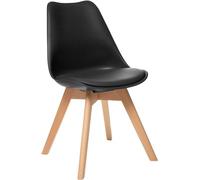 Avilia Sedia da Tavolo Nero - Sedia da Cucina Ergonomica con Cuscino, Ideale per Soggiorno e Sala da Pranzo, Design Moderno e Confortevole, in Legno di Faggio, 52.5x48x82cm