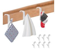 Avilia - Set 10 Ganci Appendiabiti ScaldaSalviette Universali Bianchi in Plastica Robusta, Facili da Installare su Mensole e Ante senza Fori, Appenditutto Salvaspazio per Casa Ufficio Bagno e Cucina